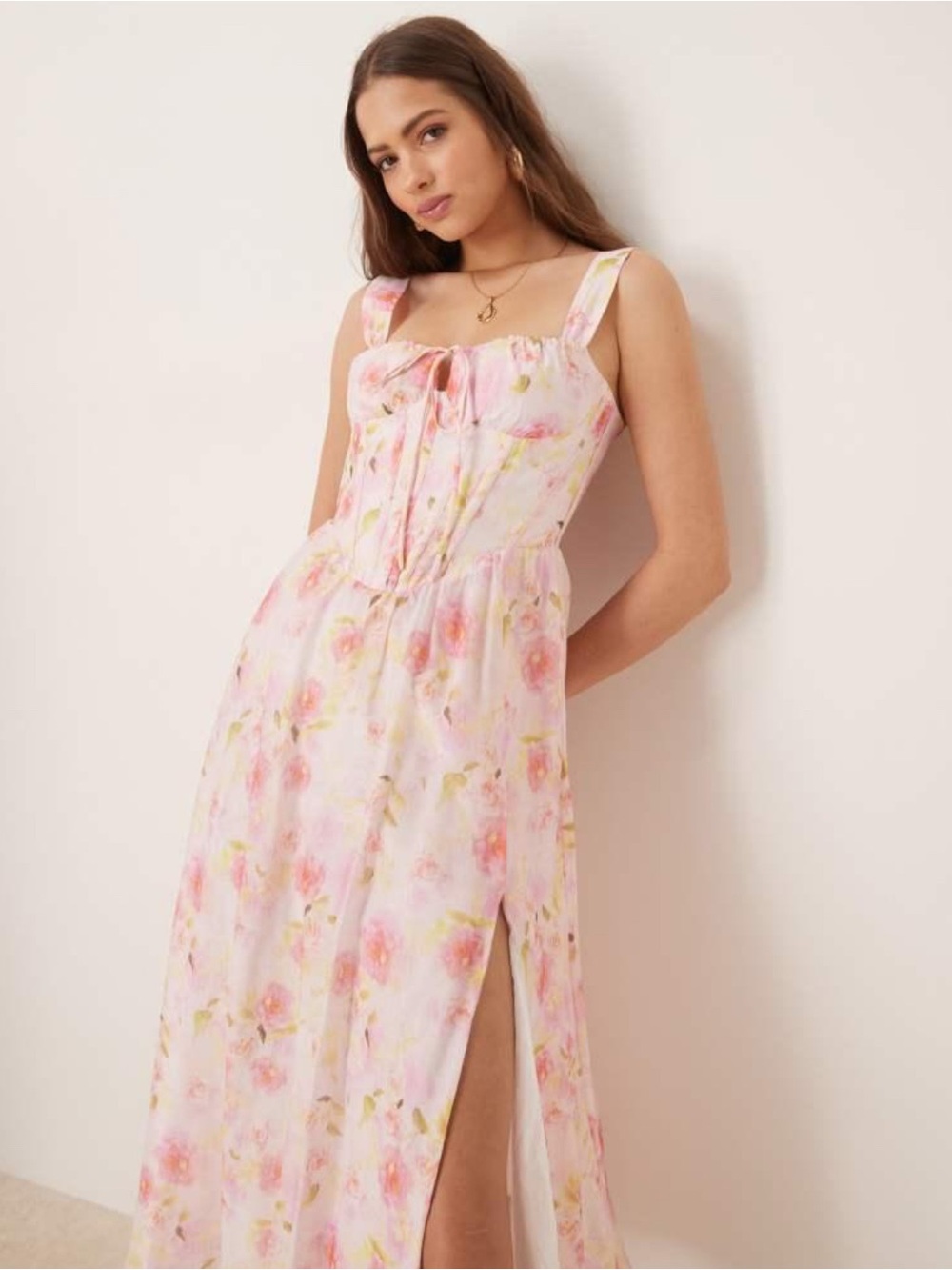 Bardot Pink Floral Midi Dress